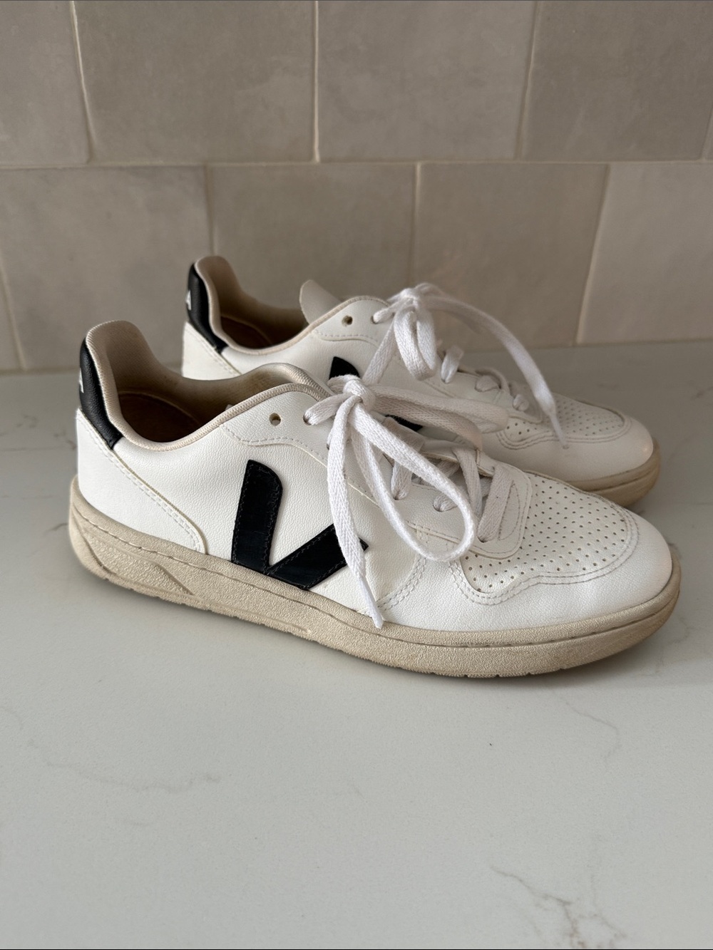 Veja V-10 Black and White Sneakers